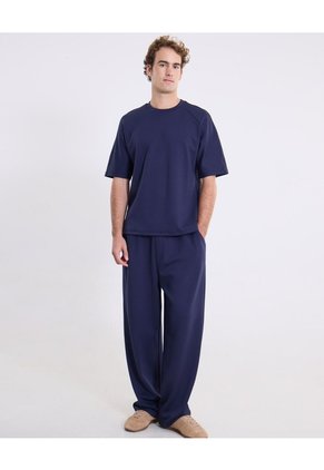 Camiseta Amplia Manga Ranglan Plush  Para Hombre Azul Atmos