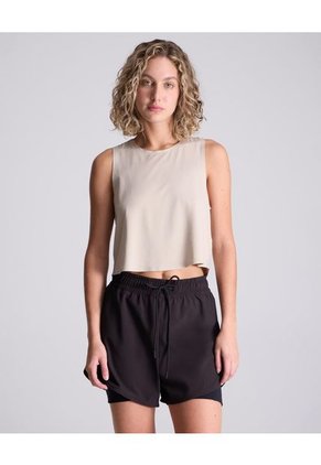 Camiseta Para Mujer Manga Sisa Cuello Redondo Color Beige Marca Atmos #31090182