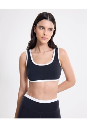 Top Soporte Medio Cortes Contraste Para Mujer Negro Atmos