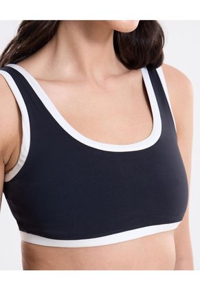 Top Soporte Medio Cortes Contraste Para Mujer Negro Atmos