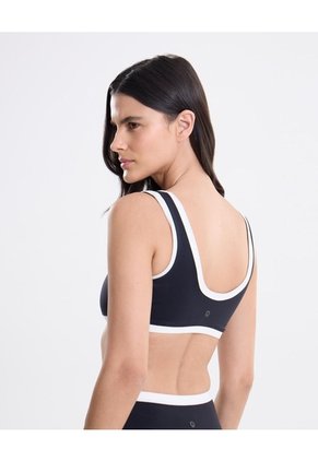 Top Soporte Medio Cortes Contraste Para Mujer Negro Atmos