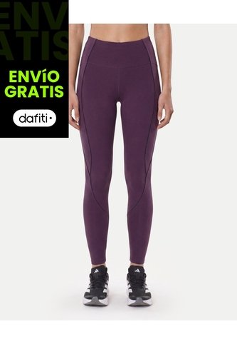 Leggins Regular Piping Contraste  Para Mujer Morado Atmos Atmos