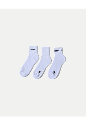 Pack X3 Medias Caña Media En Algodón  Para Hombre Blanco Atmos