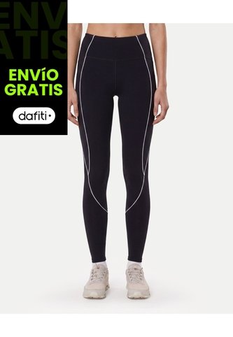 Leggins Regular Piping Contraste  Para Mujer Negro Atmos Atmos