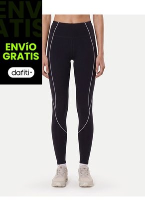 Leggins Regular Piping Contraste Para Mujer Negro Atmos