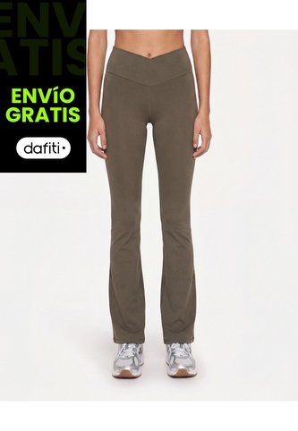 Leggings Flare Pretina Cruzada  Para Mujer Gris Atmos Atmos