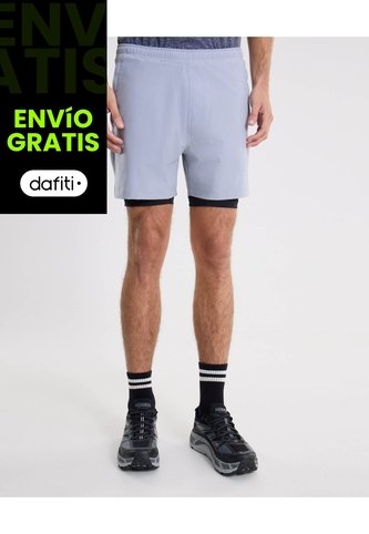 Short Training Largo Con Biker Interno  Para Hombre Gris Atmos Atmos