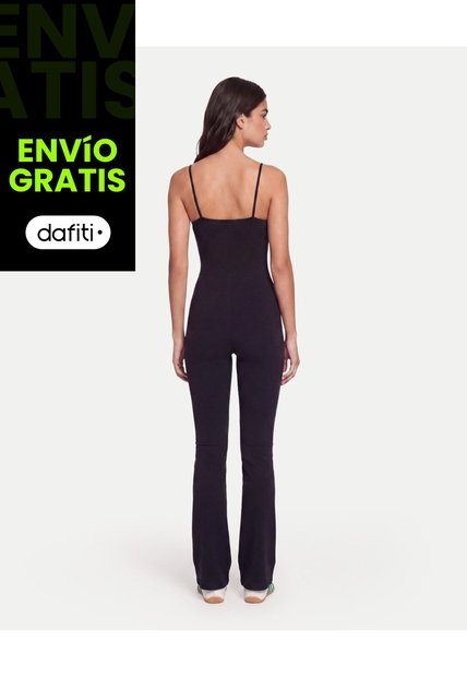 Enterizo Largo De Tiras Aerius Skin  Para Mujer Negro Atmos