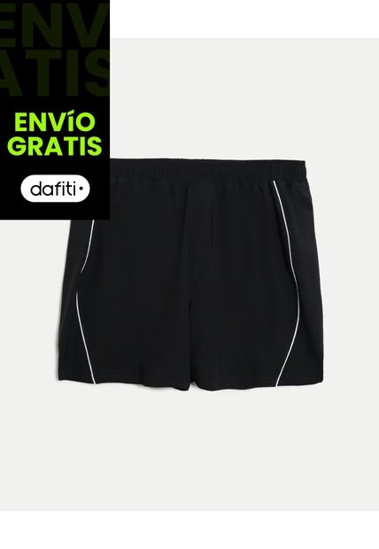 Bermuda Training Larga Con Biker Piping  Para Hombre Negro Atmos