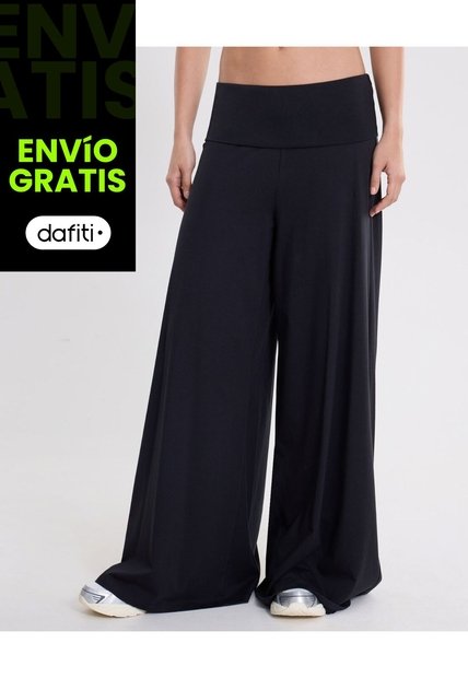 Pantalón Pretina Doblada Amplio Algodón Para Mujer  Deportiva  Color Negro Marca Atmos
