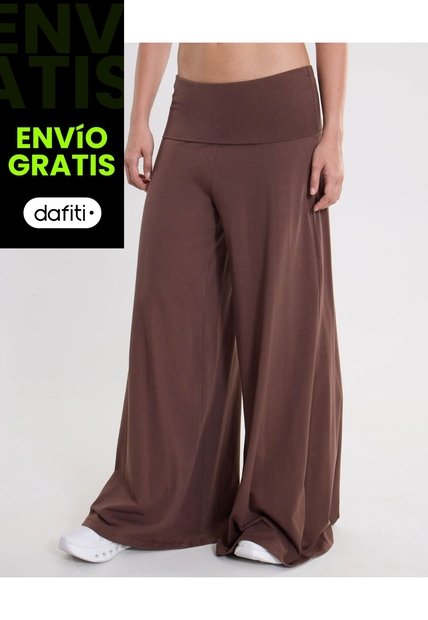 Pantalón Pretina Doblada Amplio Algodón Para Mujer  Deportiva  Color Café Marca Atmos