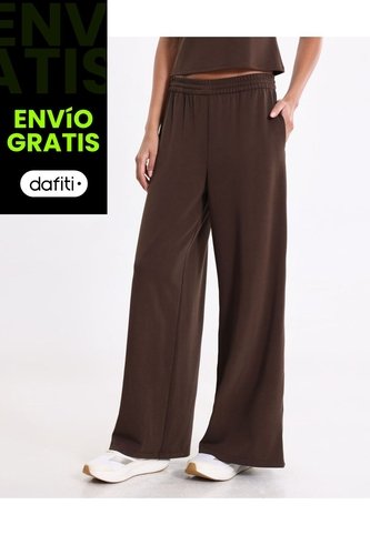 Pantalón Amplio Plush Con Venas Para Mujer  Deportiva  Color Café Marca Atmos Atmos