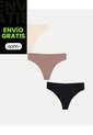 Pack 3 Tanga Invisible Básica X3 Para Mujer Beige Atmos de Atmos