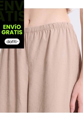 Pantalón Amplio Microconfort Fluido Para Mujer  Deportiva  Color Beige Marca Atmos Atmos