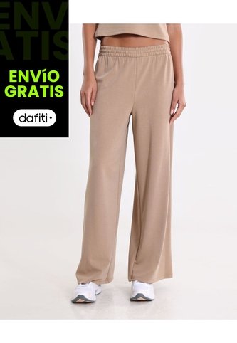Pantalón Amplio Básico Con Venas Plush Para Mujer  Deportiva  Color Beige Marca Atmos Atmos