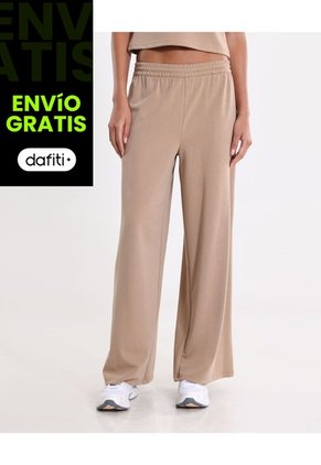 Pantalón Amplio Básico Con Venas Plush Para Mujer Deportiva Color Beige Marca Atmos