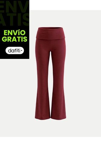 Leggins Flare Pretina Doblada Aerius  Para Mujer Vino Atmos Atmos