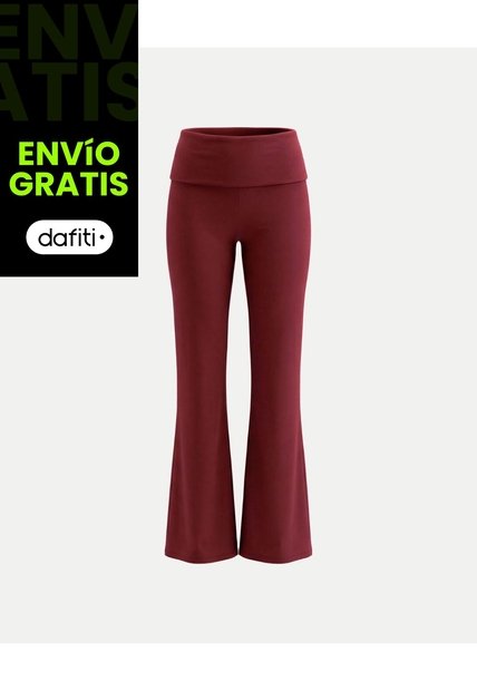 Leggins Flare Pretina Doblada Aerius  Para Mujer Vino Atmos