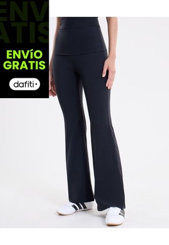 Leggins Flare Pretina Doblada Aerius  Para Mujer Negro Atmos Atmos