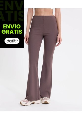 Pantalón Flare Tela Técnica Fluida Para Mujer  Deportiva  Color Café Marca Atmos Atmos