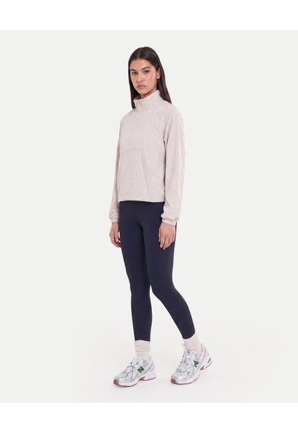 Chaqueta Rompevientos Cuello Alto  Para Mujer Crema Atmos