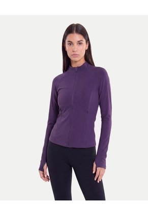 Buzo Cuello Alto Training Ajustado  Para Mujer Morado Atmos