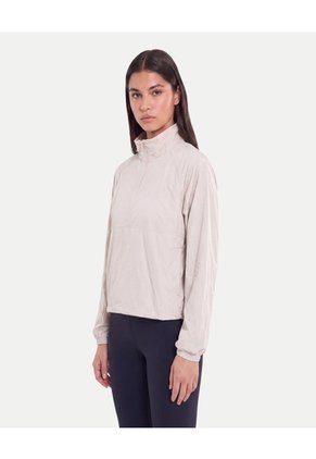 Chaqueta Rompevientos Cuello Alto Para Mujer Crema Atmos