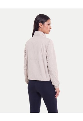 Chaqueta Rompevientos Cuello Alto Para Mujer Crema Atmos