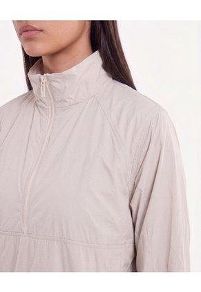 Chaqueta Rompevientos Cuello Alto Para Mujer Crema Atmos