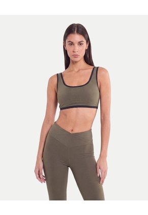 Top Soporte Medio Copas Removibles Para Mujer Verde Atmos