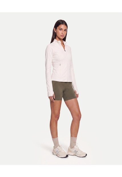 Buzo Cuello Alto Training Ajustado  Para Mujer Beige Atmos