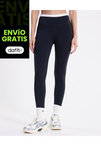 Leggins Regular Pretina Contraste  Para Mujer Negro Atmos Atmos