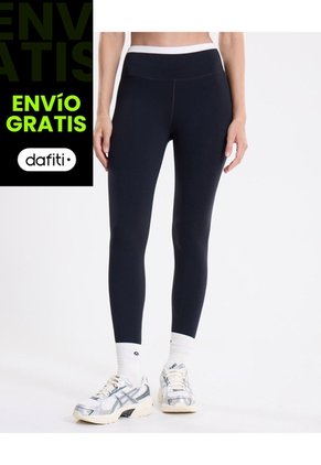 Leggins Regular Pretina Contraste Para Mujer Negro Atmos