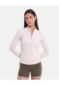 Buzo Cuello Alto Training Ajustado  Para Mujer Beige Atmos de Atmos