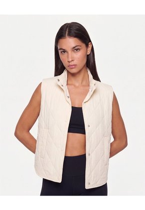 Chaleco Acolchado Cuello Alto Para Mujer Crema Atmos