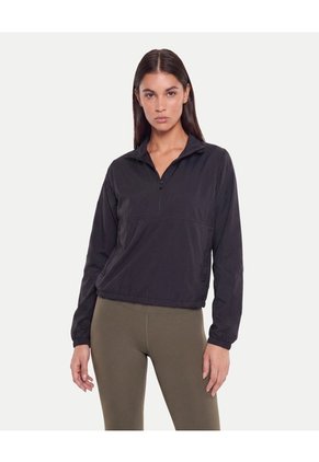Chaqueta Rompevientos Cuello Alto Para Mujer Negro Atmos