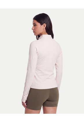 Buzo Cuello Alto Training Ajustado Para Mujer Beige Atmos