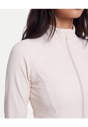 Buzo Cuello Alto Training Ajustado Para Mujer Beige Atmos