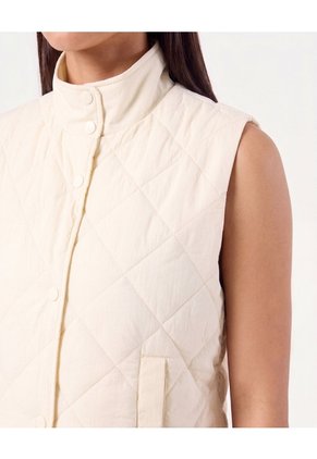 Chaleco Acolchado Cuello Alto Para Mujer Crema Atmos