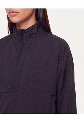 Chaqueta Rompevientos Cuello Alto Para Mujer Negro Atmos