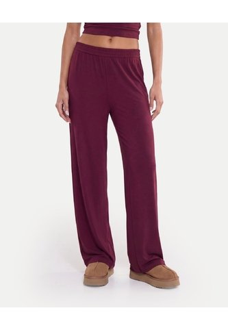 Pantalón Amplio Básico Con Venas Plush  Para Mujer Vino Atmos Atmos