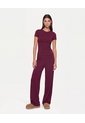 Pantalón Amplio Básico Con Venas Plush  Para Mujer Vino Atmos de Atmos