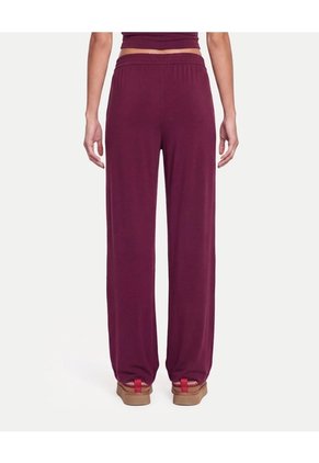 Pantalón Amplio Básico Con Venas Plush  Para Mujer Vino Atmos