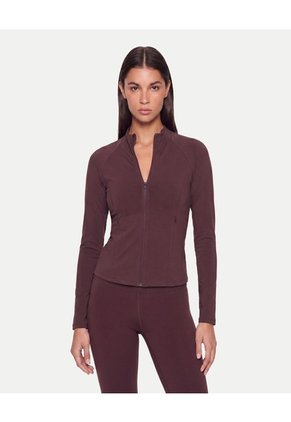 Buzo Cuello Alto Training Ajustado Para Mujer Café Atmos