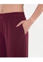 Pantalón Amplio Básico Con Venas Plush  Para Mujer Vino Atmos de Atmos