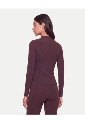 Buzo Cuello Alto Training Ajustado Para Mujer Café Atmos
