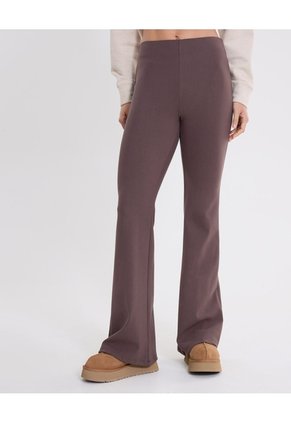 Pantalón Flare Tela Técnica Fluida Para Mujer  Deportiva  Color Café Marca Atmos