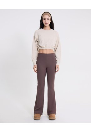 Pantalón Flare Tela Técnica Fluida Para Mujer  Deportiva  Color Café Marca Atmos