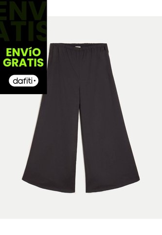Pantalón Amplio Microconfort Fluido Para Mujer  Deportiva  Color Negro Marca Atmos Atmos
