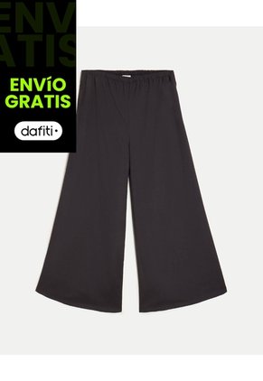 Pantalón Amplio Microconfort Fluido Para Mujer Deportiva Color Negro Marca Atmos